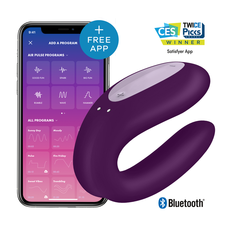 VIBRADOR DOUBLE JOY COM APP SATISFYER ROXO