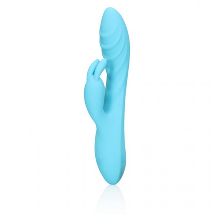 VIBRADOR RIBBED ULTRA SOFT SILICONE RABBIT GLACIAL BLUE LOVE
