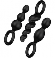 Satisfyer pack 3 plugs silicona negro