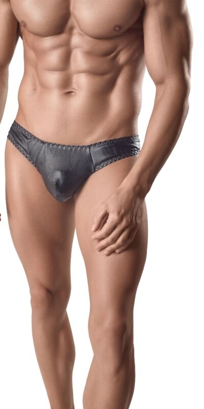 ANAIS MEN  GLOW Tanga negro de cuero, cómodo, seductor, con ajuste perfecto