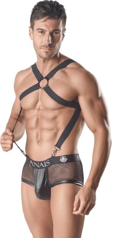 ANAIS MEN LACE Arnés masculino preto elegante e funcional.