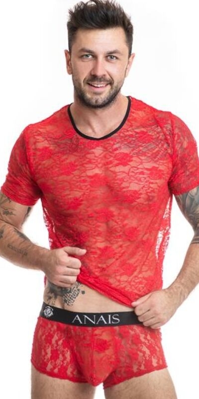 ANAÏS MEN RED ROMANTIC Intimo in pizzo rosso con stampa floreale