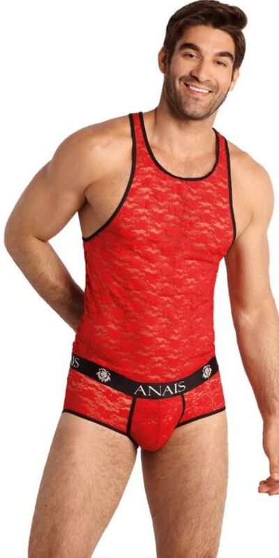 ANAIS MEN BRAVE ACTION Lingerie brave vermelha de renda e floral