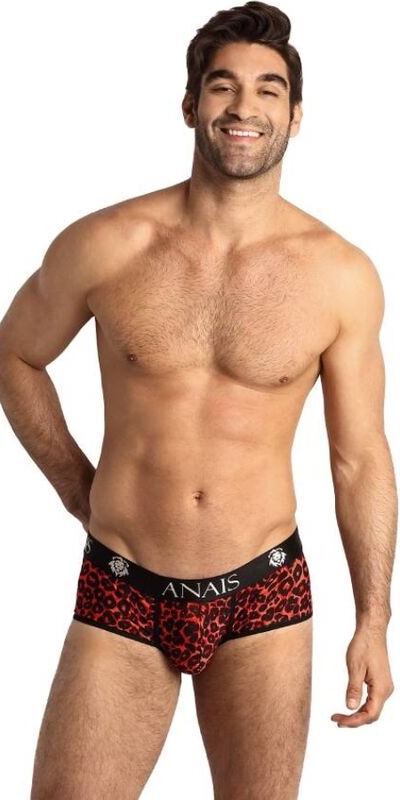 ANAIS MEN BOXER Lingerie de microfibra vermelha com estampa animal