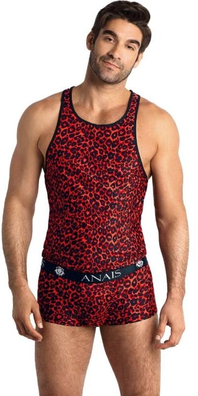 ANAIS MEN  WILD Camiseta de lencería roja ajustada y sensual