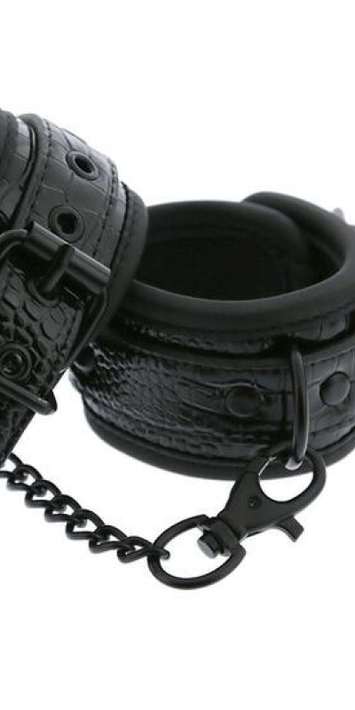 BLAZE  HANDCUFF CROCO Elegantes e ajustáveis ​​algemas de couro preto