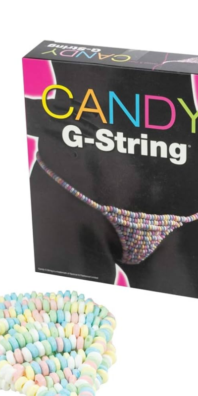 CANDY G-STRING Tanga femenina comestible de caramelos, sabor Tutti Frutti