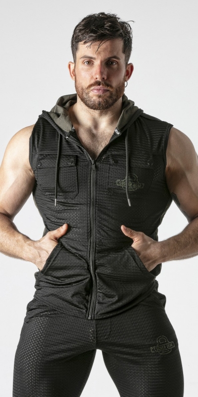 COLETE HOODY BLACK Sudadera sans manches, style érotique, conception unique et audacieuse