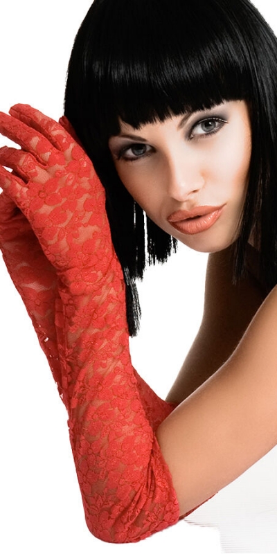 CR 3071 GUANTES ROJO Gants élégants en dentelle pour les occasions spéciales