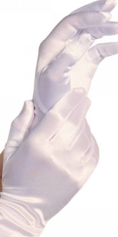 SATIN Guantes blancos elegantes con efecto raso para ceremonias