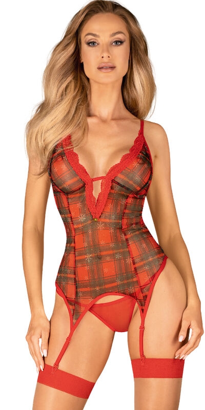 JOLLYMORE Corset de noël avec string rouge, sensuel et élégant