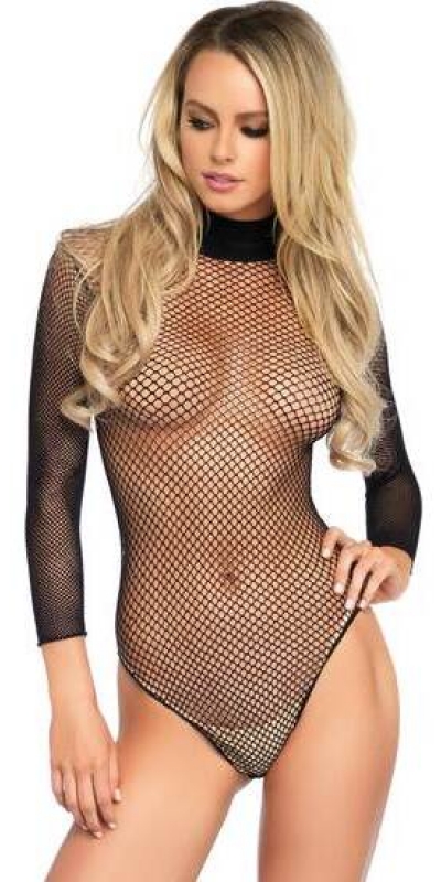 CRIMSON NET Body leg avenue in rete con apertura nero