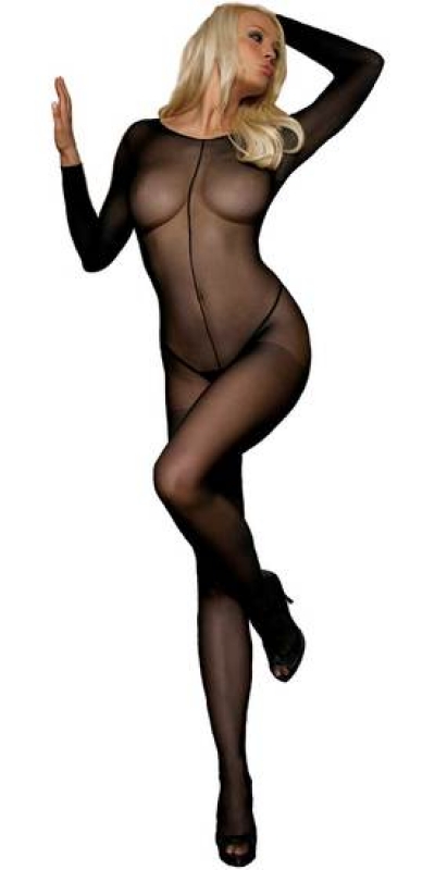 LEG AVENUE  FASHION Bodystocking de malla opaca, negro, elástico y versátil