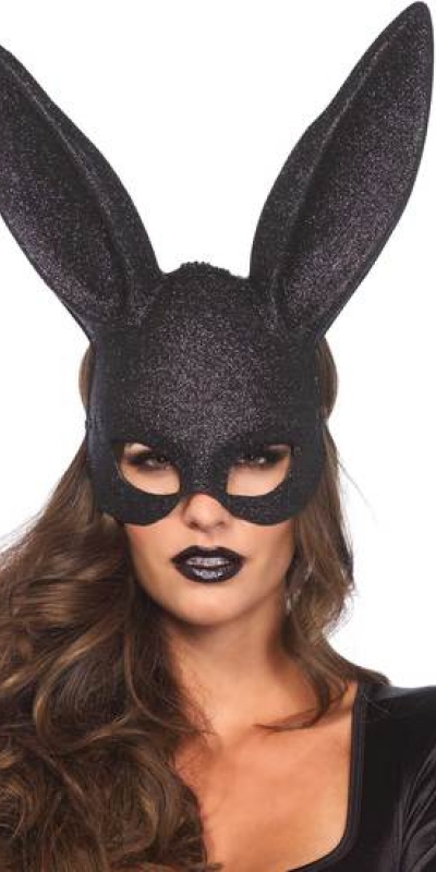 LEG AVENUE GLITTER Leg avenue masque grandes oreilles de lapin noir avec paillettes