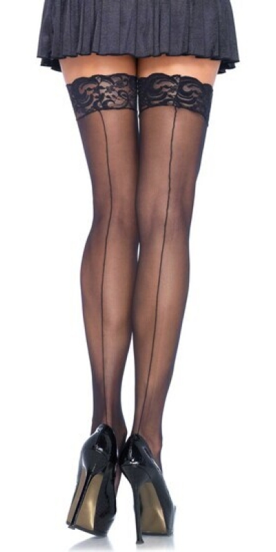 LEG AVENUE BACKSEAM Calças leg avenue com costura e renda na parte superior