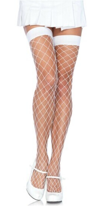 LEG AVENUE  PLAIN Collant filet moyen blanc leg avenue