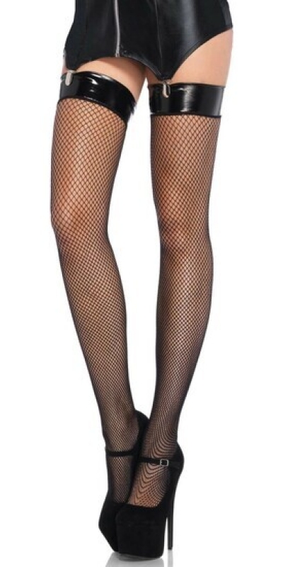 LEG AVENUE  VINYL Leg avenue collants résille avec haut en vinyle