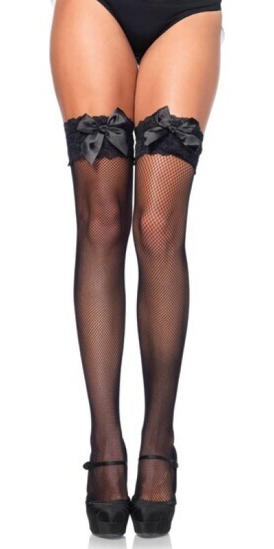 MALI BLACK Meias leg avenue pretas com detalhe superior de renda e