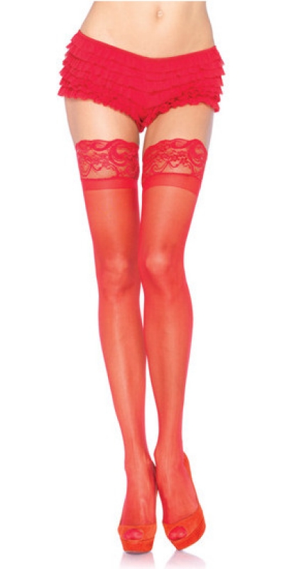 LEG AVENUE WONDERFUL WONDERFUL Leg avenue collant rouge avec dentelle auto-adhésive grande taille