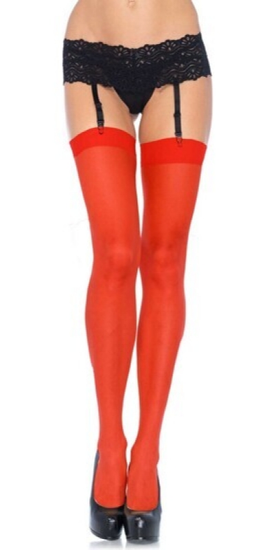 LEG AVENUE DELICIOUS Medias rojas de liguero, 100% nylon, talla única, sensuales