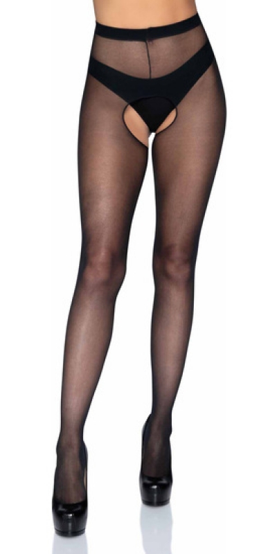 LEG AVENUE CROTCHLESS CROTCHLE Slip leg avenue in nylon con apertura al cavallo plus