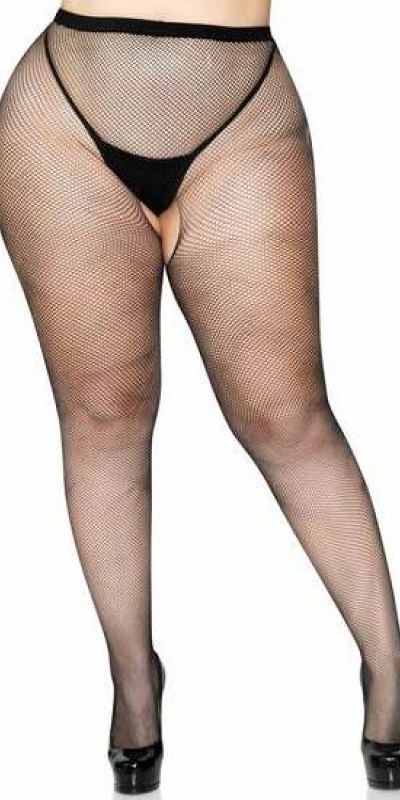 LEG AVENUE  CROTCHLESS Pantys de rejilla con abertura en la entrepierna plus