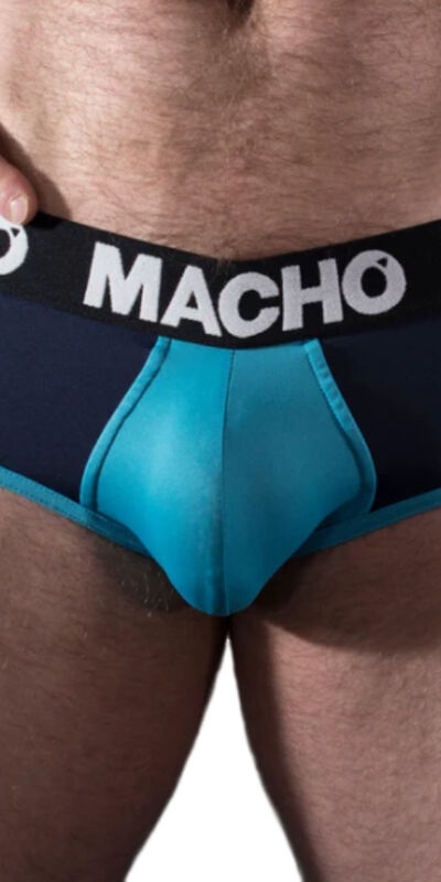 MACHO - MS26A SLIP AZUL/AZUL M Slip erotico maschile, design classico, eccellente traspirabilità.