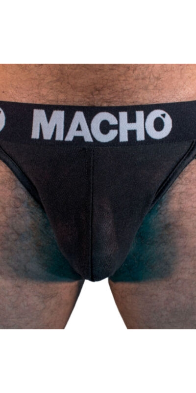 MACHO - MX25NN JOCK NEGRO Suspensorio negro, elástico, transparente y favorecedor