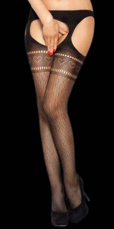 BS002 BLACK Collant sexy con reggicalze di passion. Perfetti!