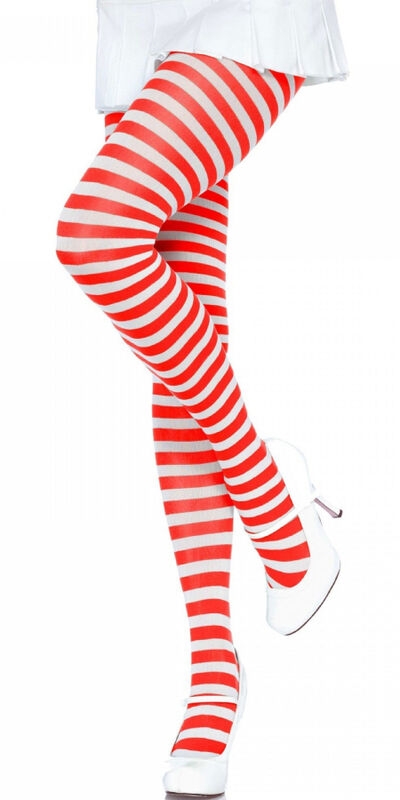 STRIPEPLAY Collants en nylon à rayures rouges et blanches