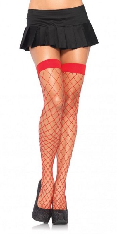 ROJONET Collants résille rouges, taille unique ajustable