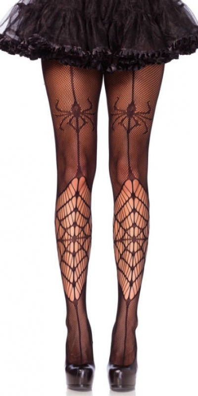 SPOOKY SILK Collants en dentelle avec motif de toile d'araignée