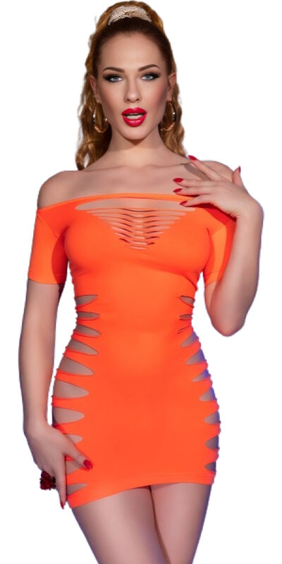 MINI VESTIDO CR-4704 LARANJA C Abito sensuale e senza cuciture di alta qualità.