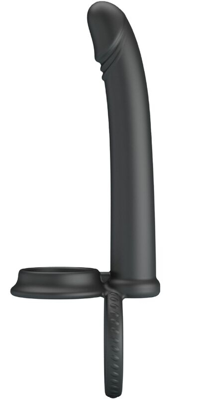 MOSES Anel de silicone para dupla penetração com dildo de 13cm