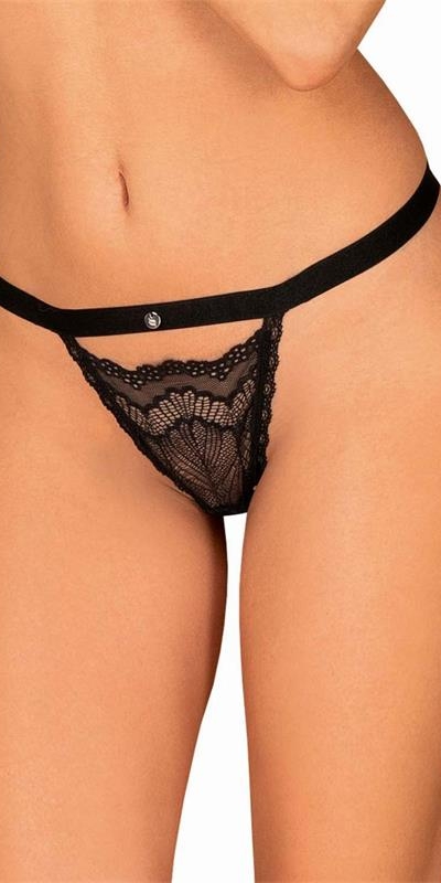ISABELLIA TANGA Tanga elegante de encaje negro con detalles seductores