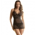 Babydoll preto de renda, elegante e sensual.