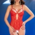 Body de encaje rojo, abierto, sensual y ajustable