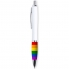 Penna elegante con impugnatura multicolore vibrante.