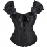 Corset negro con PVC, lazada, flecos, sin copa ni aros