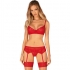 Set rosso di biancheria intima erotica: reggiseno, reggicalze, perizoma